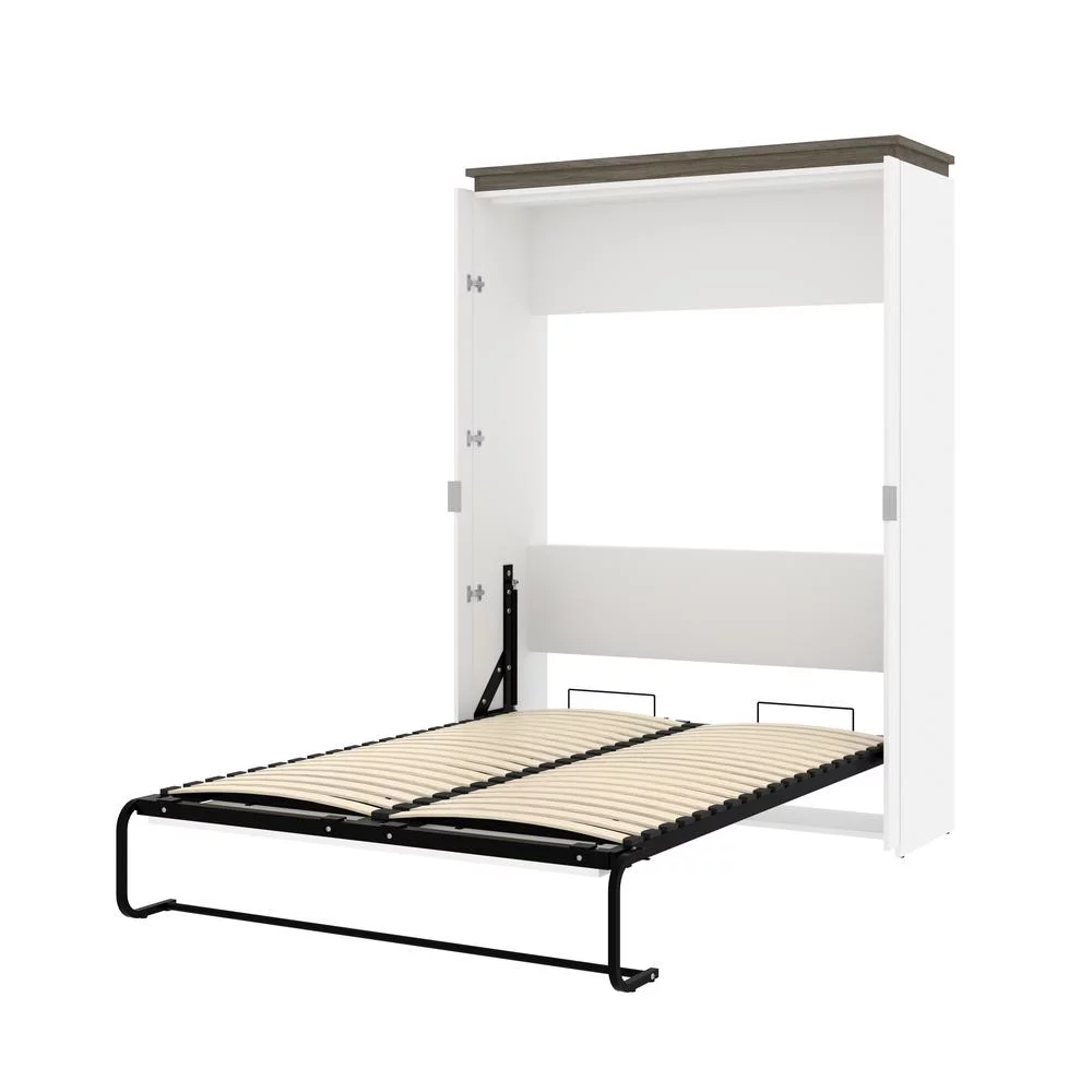 Bestar Orion 61" Full Murphy Bed in White and Walnut Gray