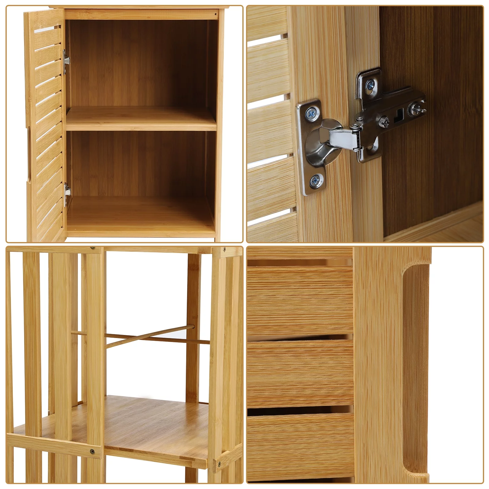 ZhdnBhnos 6 Tier 360° Rotating Corner Bookshelf Floor Standing Revolving Bookcase Bamboo Storage Rack Narrow Book Shelf Organizer for Bedroom, Living Room, Study Room