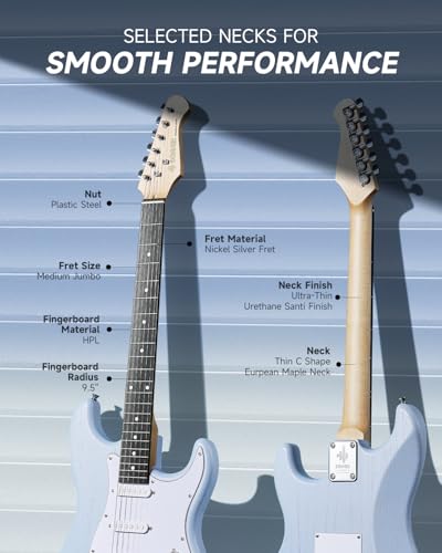 DONNER DST-80 Electric Guitar 39” Beginner Electric Guitar Kit with Amp, Classic SSS Pickup Complete with Gig Bag, Tuner, Capo, Strap, Picks, and Free Online Lessons