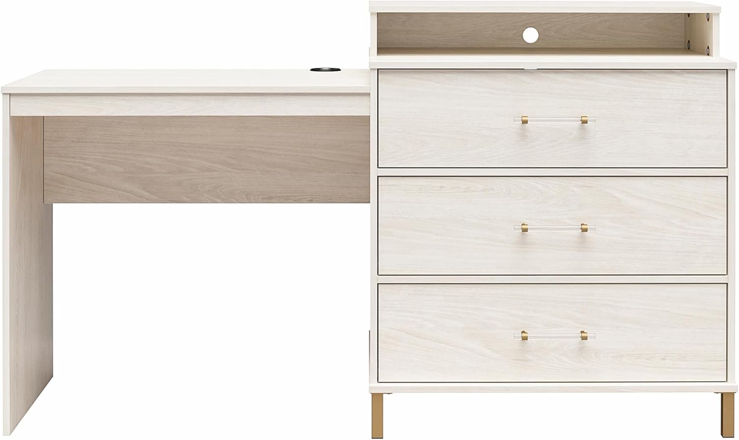 Ameriwood Home Kalissa Dresser/Desk Combo with Wireless-charger, White Oak