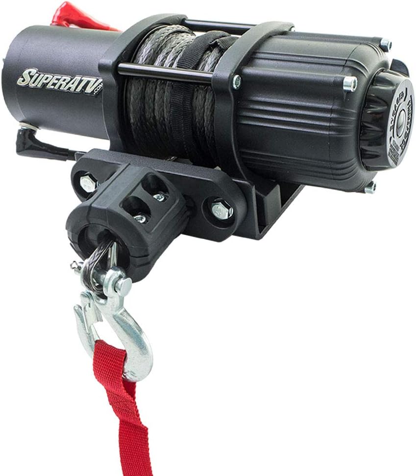 SuperATV Black Ops 3500 LB Winch with Winch Mounting Plate for Polaris Ranger Midsize 400/500 / Crew / 570/800 (See Fitment) | Powder-Coating Prevents Corrosion | Complete Kit Ready for Install!