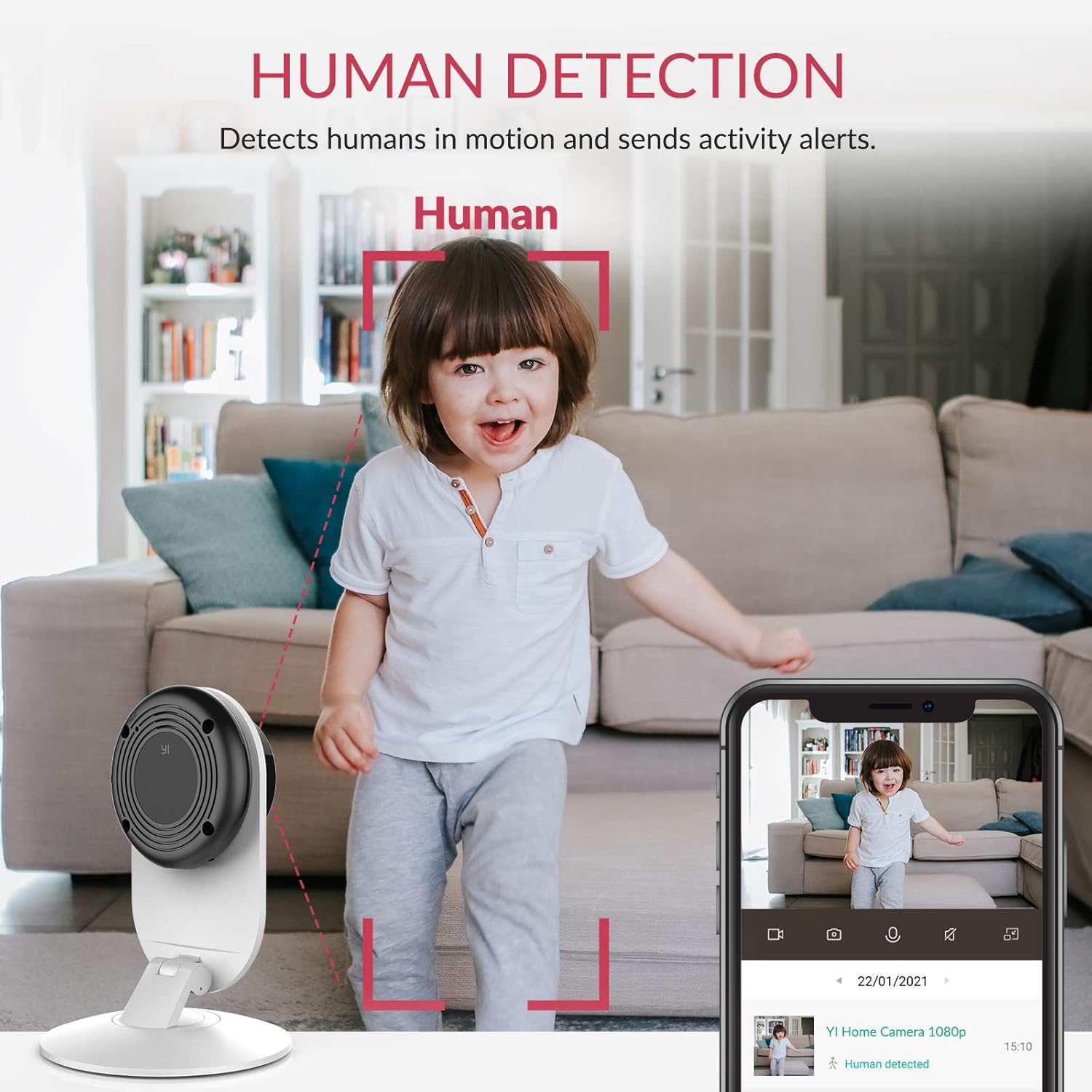 YI 4pc Security Home Camera, 1080p WiFi Smart Indoor Nanny IP Cam with Night Vision, 2-Way Audio, Motion Detection, Phone App, Pet Cat Dog Cam - Works with Alexa and Google