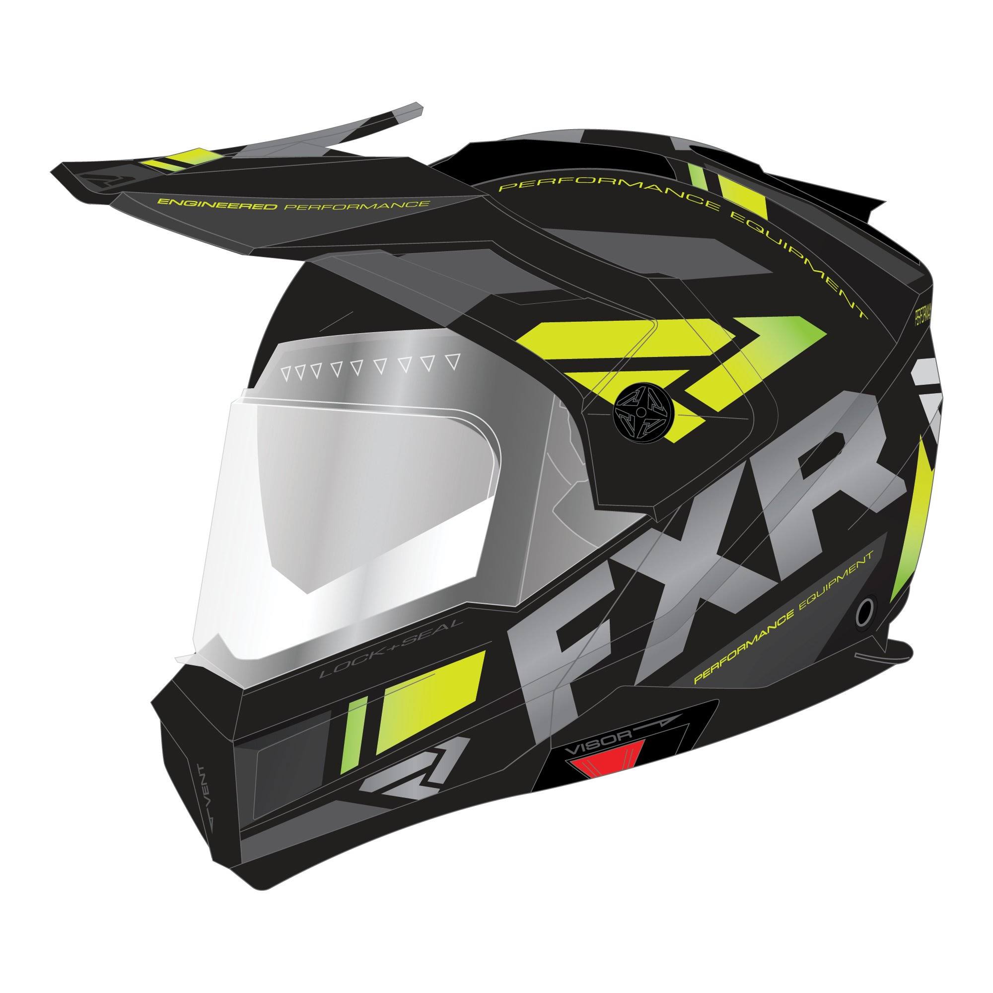 FXR Maverick Team Modular Snow Helmet w/Electric Shield Black/Charcoal/Hi-Vis MD