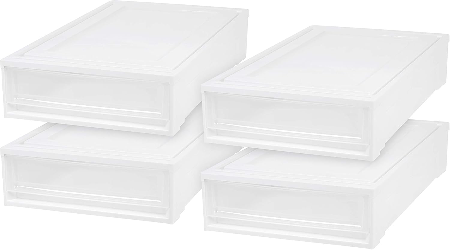 IRIS USA, Inc. 591059 IRIS USA, BC-500S, Shallow Box Chest Drawer, 4 Pack, White, 22 Quart