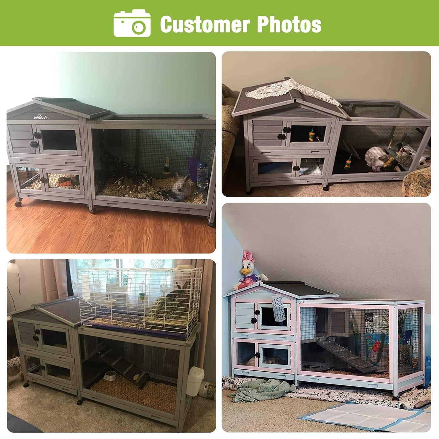 Outdoor Rabbit Hutch Indoor Bunny House on Wheels Large Guinea Pig Cage with Run for Any Small Animals,Removable Pull Out Tray - Pet Supplies online store