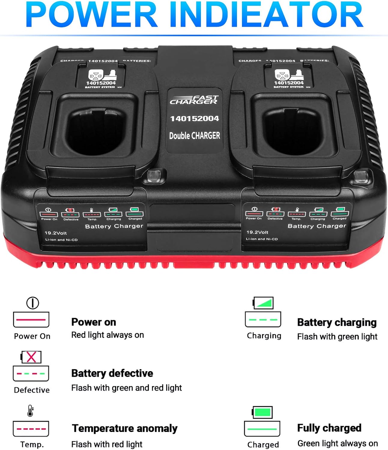 ANTRobut 2Pack 6.0Ah Replacement Craftsman 19.2 Volt Lithium Battery and Dual Battery Charger 140152004 for Craftsman Battery DieHard C3 XCP 130279005 1323903 130211004 11375 11376 315.113753