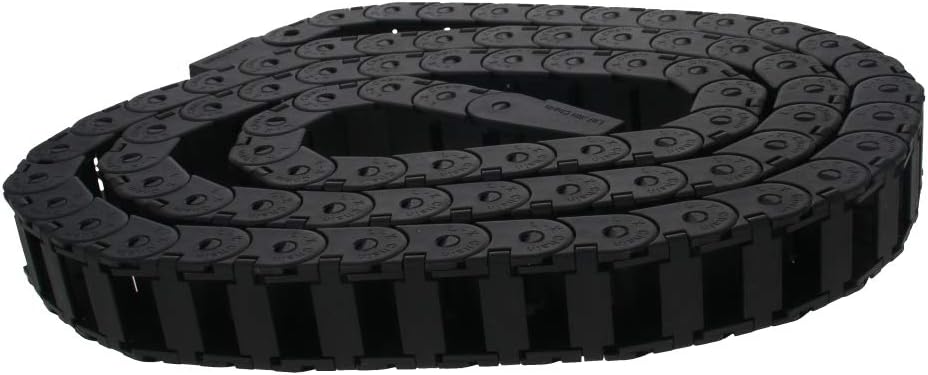 Fielect Drag Chain Cable Carrier Open Type with End Connectors R100 35X100mm 1 Meter Plastic for Electrical CNC Router Machines Black 1Pcs
