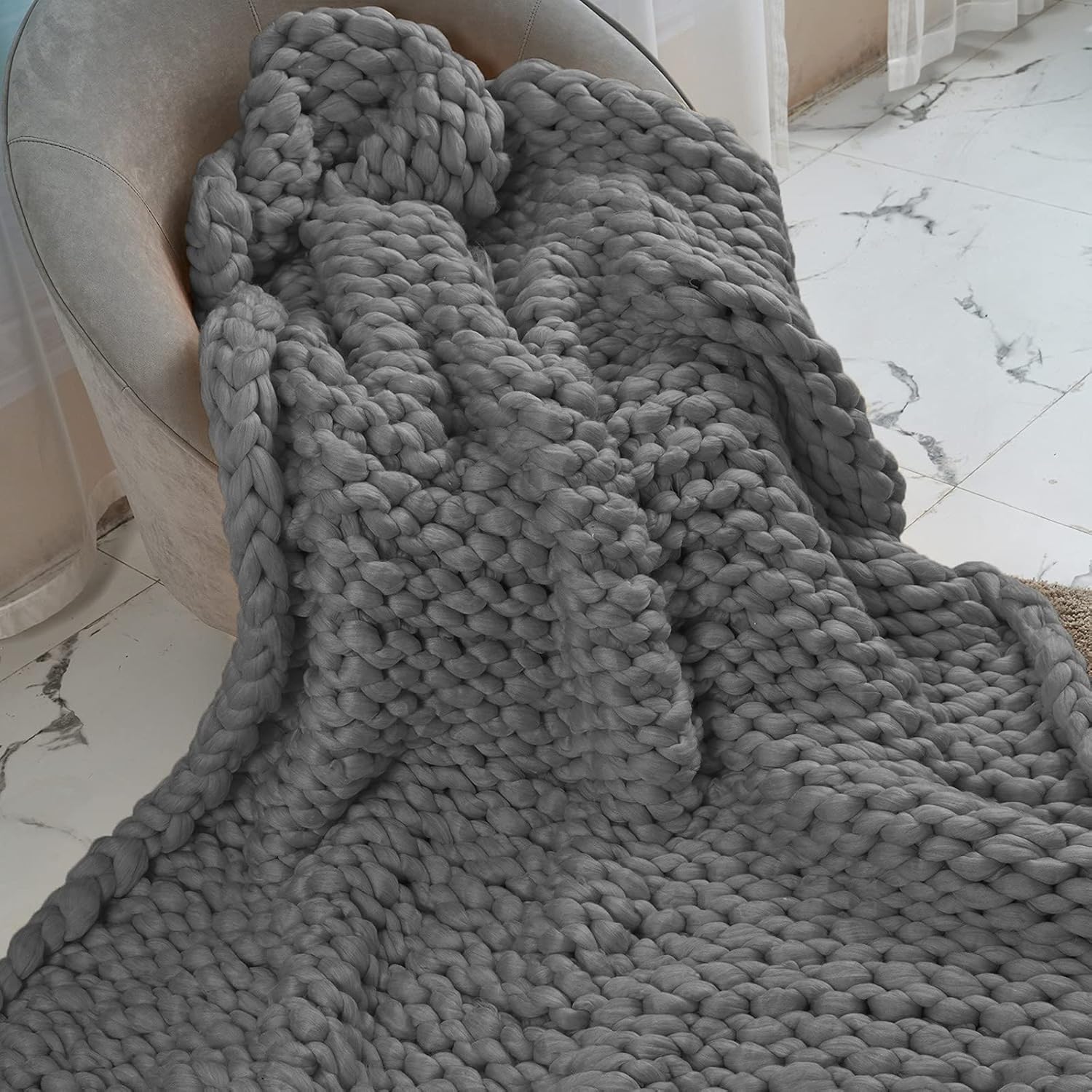 ZUIBESCHOS Chunky Knit Blanket Soft Warm Chunky Knit Blanket Throw Cozy Cable Knit Throw for Sofa, Bed, Baby Blanket, Festival Gift, Home Decor, Rose Red 40x60