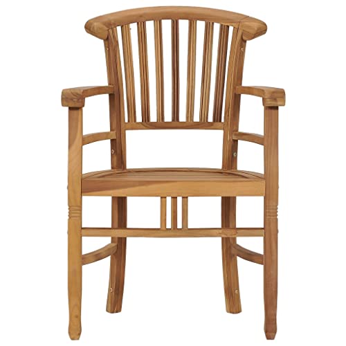Patio Chairs 2 pcs Solid Teak Wood,Teak Wood Garden Dining Chairs with Backrest and Armrest for Patio and Dining Room Outdoor Seating Furniture