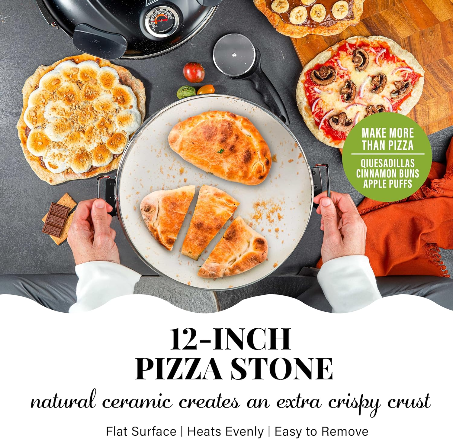 PIEZANO Crispy Crust Pizza Oven by Granitestone – Electric Pizza Oven Indoor Portable, 12 Inch Indoor Pizza Oven Countertop, Pizza Maker Heats up to 800˚F for Stone Baked Pizza at Home As Seen on TV