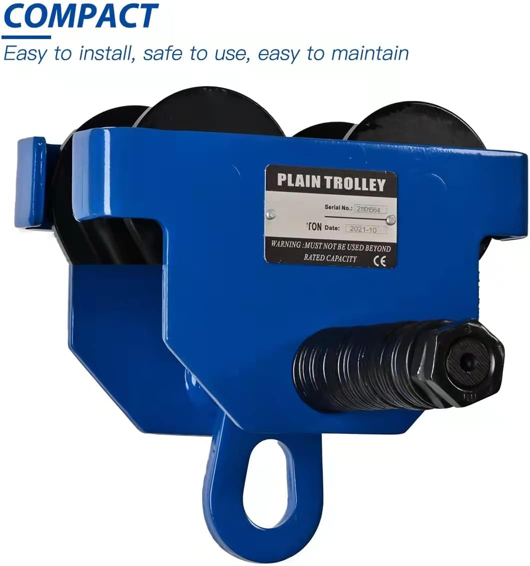 Manual Trolleys-Heavy Duty 2200LBS Capacity，Push Beam Trolley，2.1-6 in Adjustable Flange，Crane Lift Du Garage Hoist for Straight Curved I Beam Pack of 2