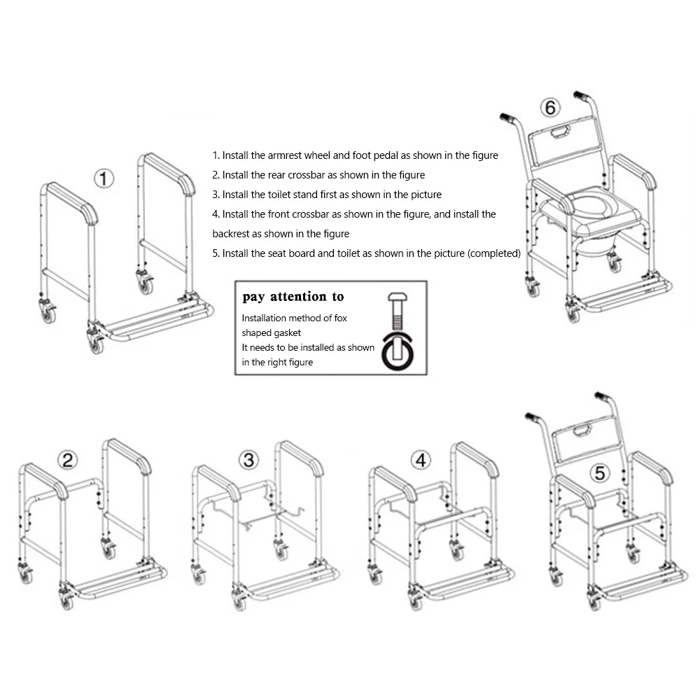 Shower Commode Chair with Wheels 4 in 1 Mobility Multi-Functional Rolling Shower Chair with Soft Padded Waterproof Mobile Over Toilet Chair with 4 Braking Casters Safe for Seniors, Injure