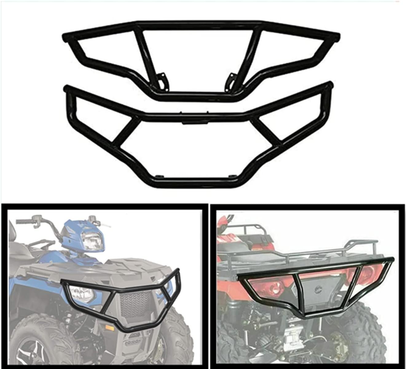 KINTOP ATV Front and Rear Bumper Fit for 2014-2020 Polaris Sportsman 450 570 and ETX Brush Bumper Protector, 2pcs