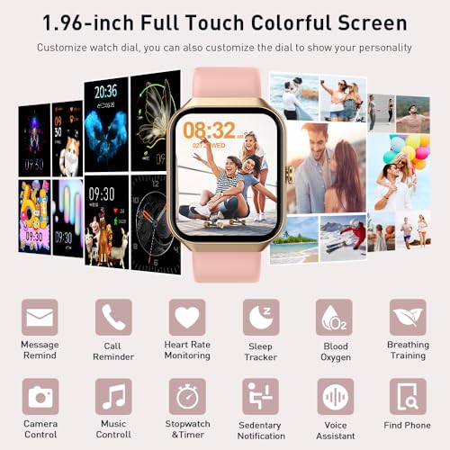Smart Watch(Answer/Make Call), 1.96 HD Smartwatch for Men Women, 2025 New Fitness Watch with 112+ Sport Modes, Heart Rate, Sleep Monitor, Pedometer, IP68 Waterproof Activity Tracker for Android iOS