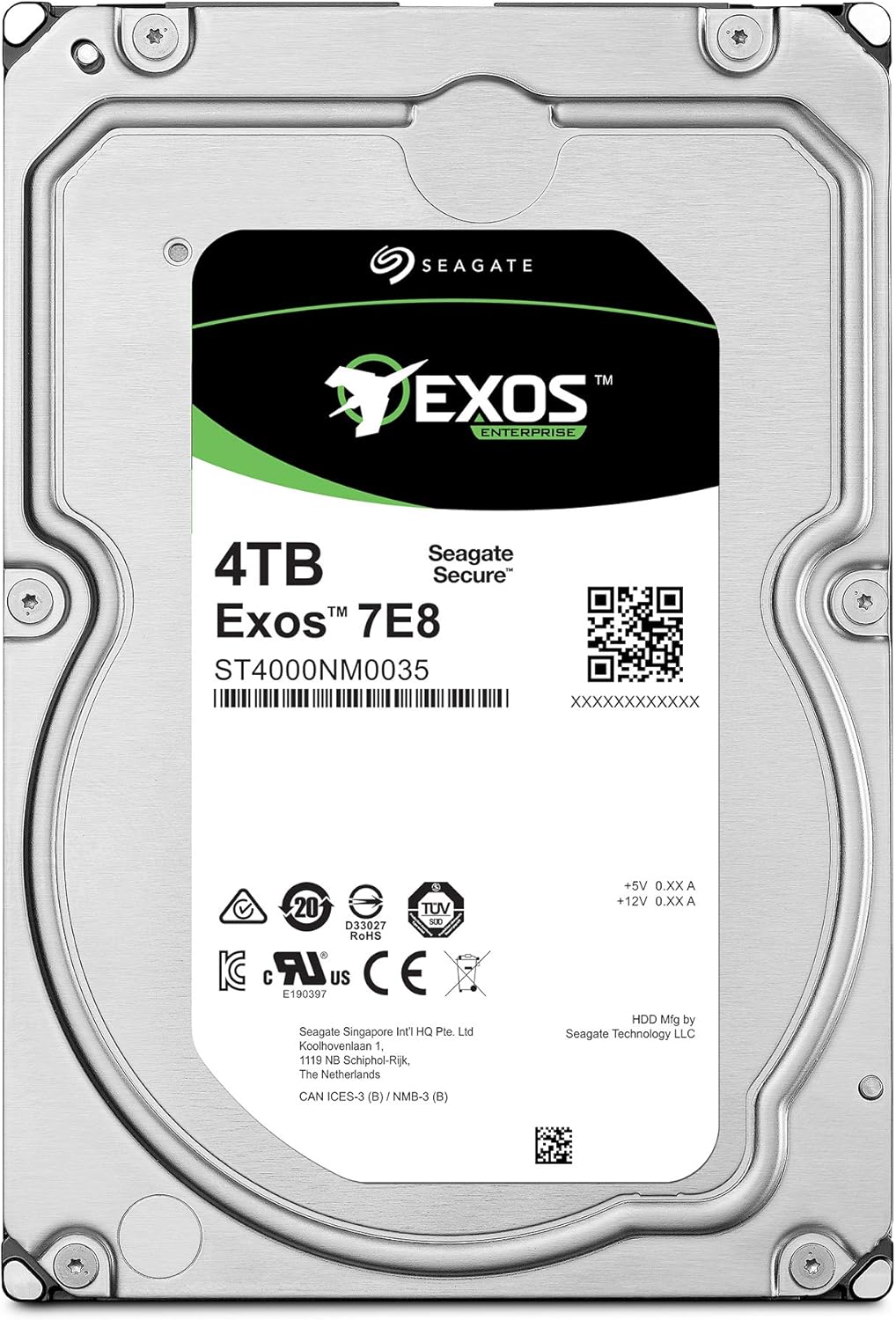 Seagate Exos X18 18TB Enterprise HDD - CMR 3.5 Inch Hyperscale SATA 6Gb/s, 7200 RPM, 512e and 4Kn FastFormat, Low Latency with Enhanced Caching (ST18000NM000J)