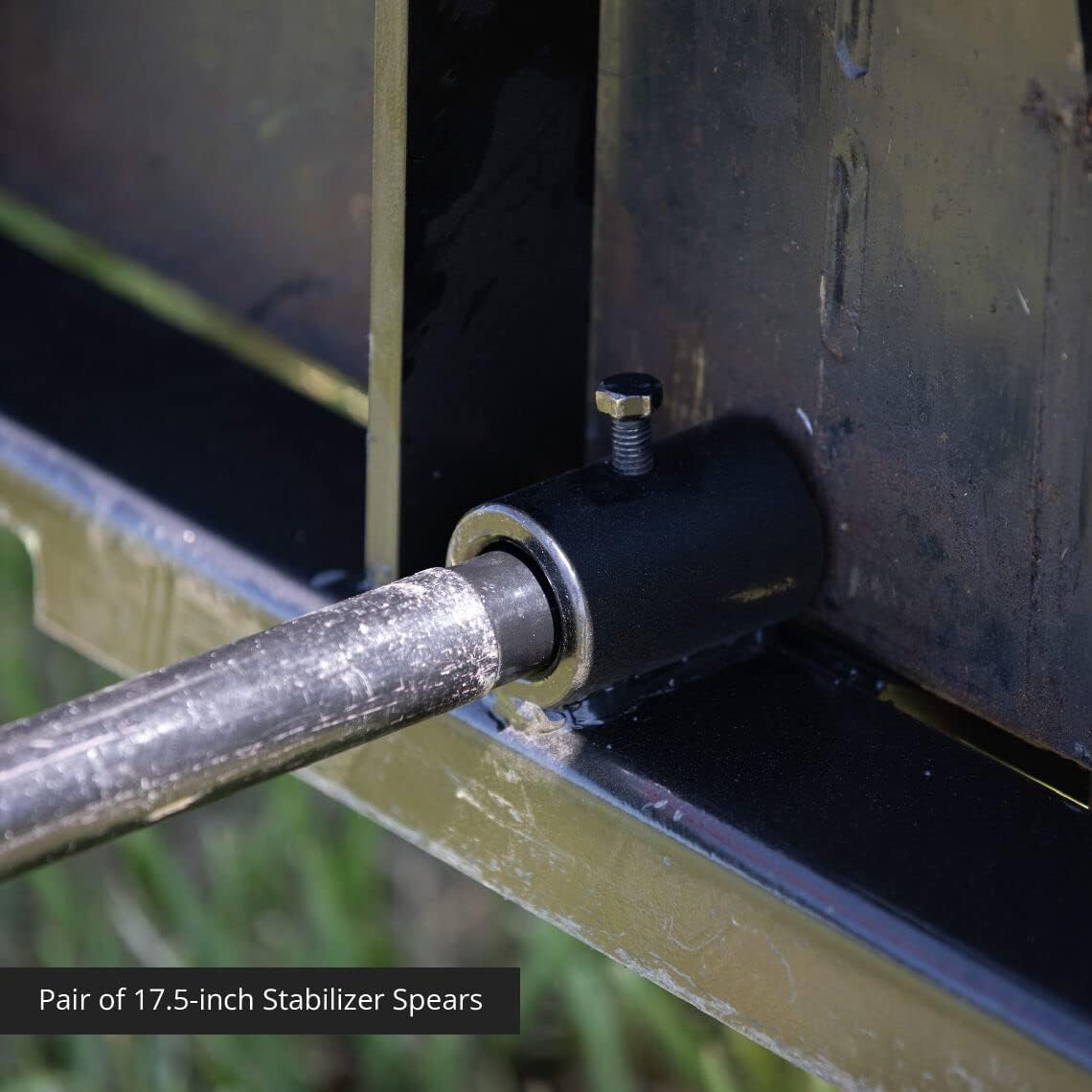 Titan Attachments Skid Steer Hay Frame Attachment with 43" Hay Spear and Stabilizers, Rate 4,000 LB, Quick Tach Tractor