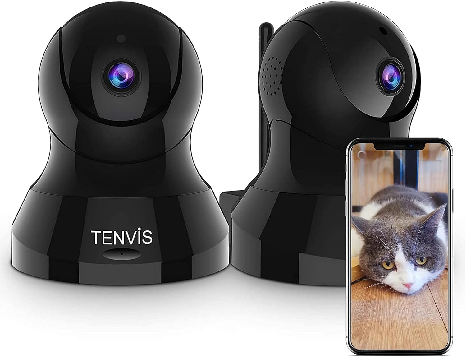 TENVIS Home Camera, FHD Pet Camera Video Surveillance System, Sound/Motion Detection | 355° Pan/Tilt, 2-Way Audio Pet Camera, Home Camera with Mobile App | Family & Pet Friendly