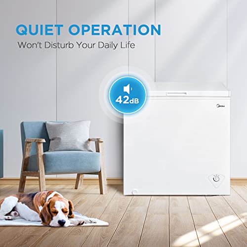 Midea MRC070S0AWW Chest Freezer, Freezer With Removable Basket, Adjustable Temperature, For Kitchen Apartment Office