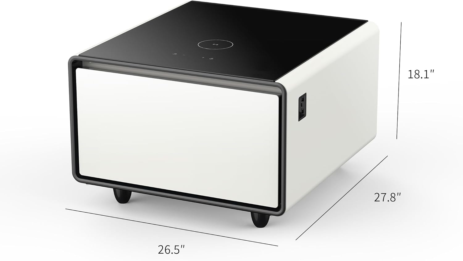 Modern Smart Side Built-in Fridge Coffee Table, White