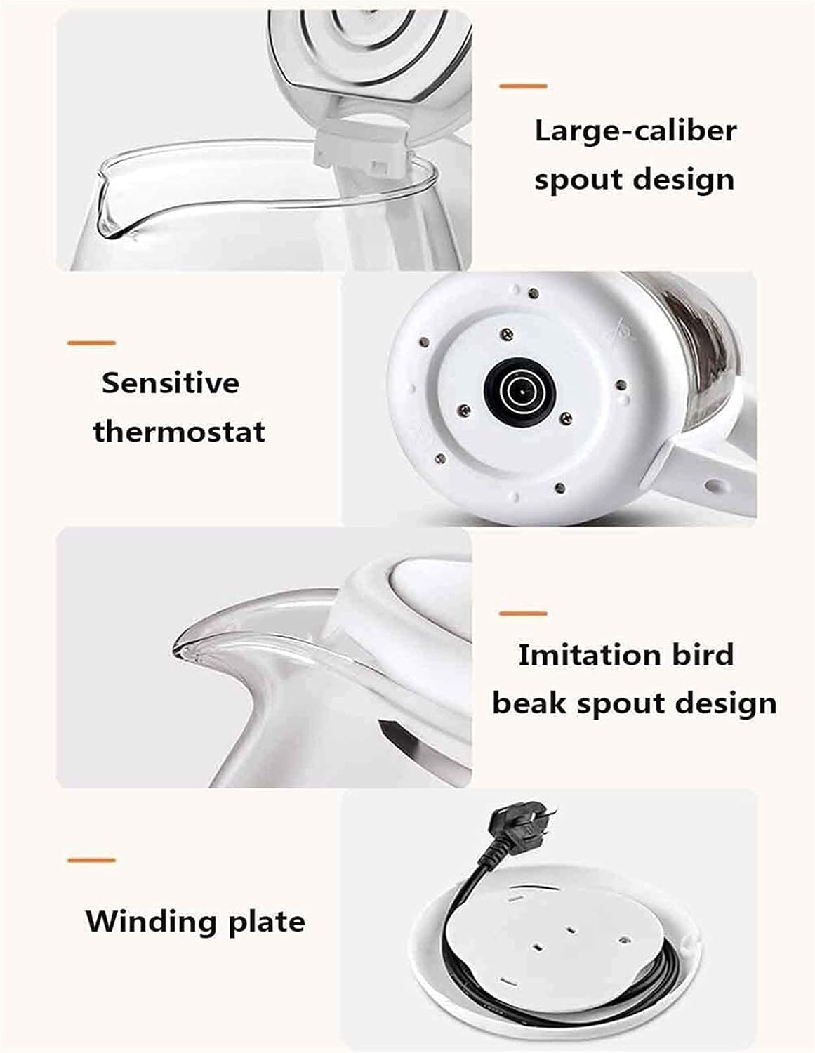Kettles, Glass Kettles for Boiliwater Tea Pot 1.8L Fast Boil Water Kettle with Illuminated Led, Auto-Off & Boil-Dry Protection - for Hot Water Tea & Coffee Maker