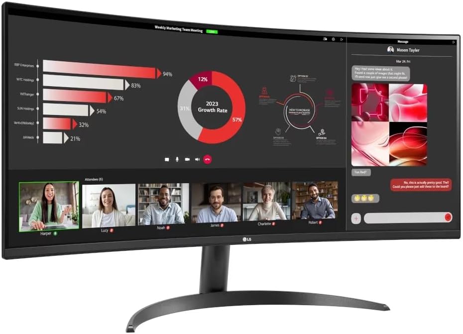 LG 34 Curved Gaming Monitor - 34" UltraWide WQHD (3440 x 1440) - 100Hz Refresh Rate - 5ms GTG - sRGB 99% - 3000: 1-21: 9 - AMD FreeSync - Flicker Safe - Black