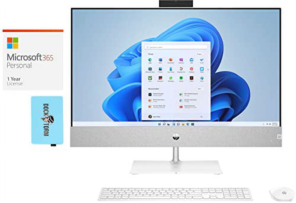 HP Pavilion 27-ca0276z AiO PC Home & Business All-in-One (AMD Ryzen 7 5700U 8-Core, 16GB RAM, 512GB SSD + 1TB HDD, AMD Radeon, 27" 60Hz Touch Win 11 Home) with MS 365 Personal, Hub