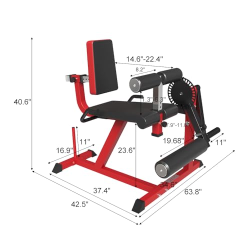 SPART Leg Extension and Leg Curl Machine, Adjustable Plate Loaded Lower Body Special Leg Machine, Leg Rotary Extension Exercise Bench for Thigh, Waist, Quads and Hamstrings, 660LB Commercial Rated