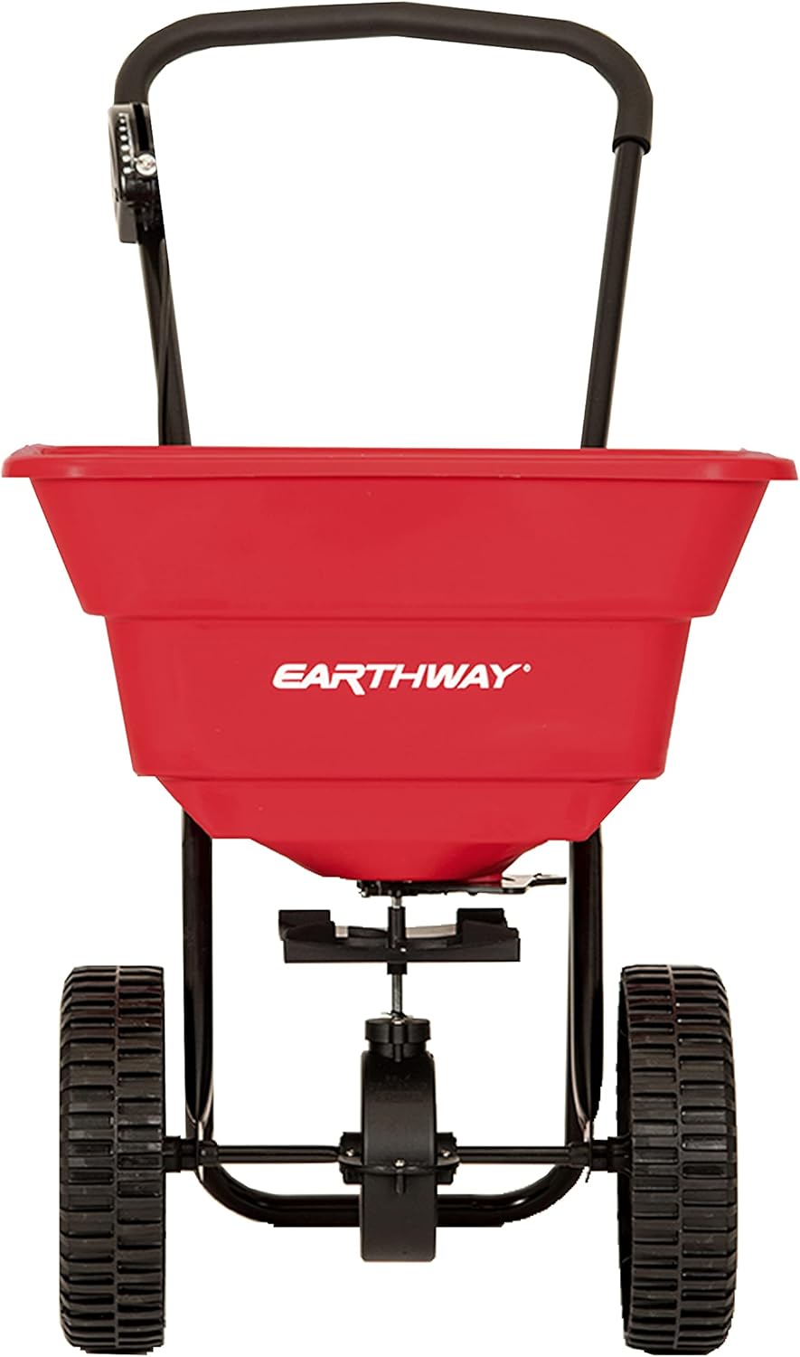EarthWay 2050SU Deluxe 80 LBS Heavy-Duty Walk Behind Commercial Broadcast Spreader with 10-inch Poly Tires, Even Spread, Built-in Side Spread Control and Pre-Assembled