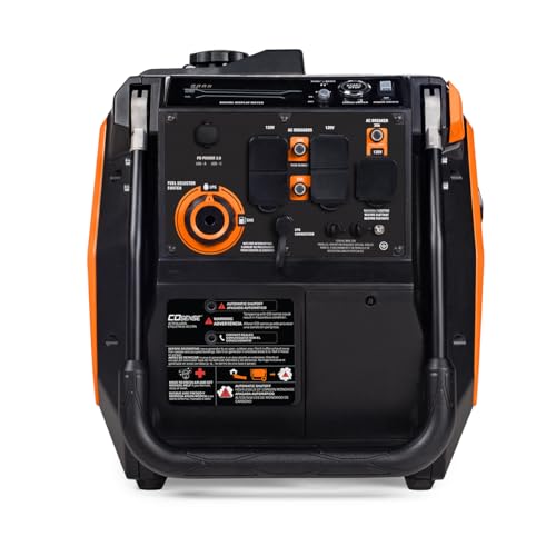 Generac 3,300-Watt Gas-Powered Portable Inverter Generator - Lightweight Design - USB Ports for Mobile Device Charging - COsense Technology - Perfect for Home use - Orange/Black