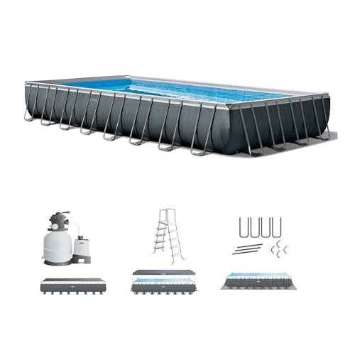 Intex 18' x 9' x 52" Ultra XTR Rectangular Frame Swimming Pool Set with Pump - Above Ground Backyard Large Rectangle Pool with 45-Inch Deep Water