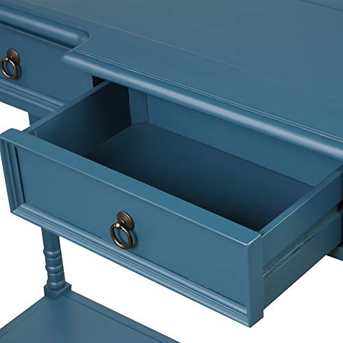 Merax Narrow Console Sofa Table with Drawers and Long Shelf for Living Room, Entryway/Hallway, Antique Navy