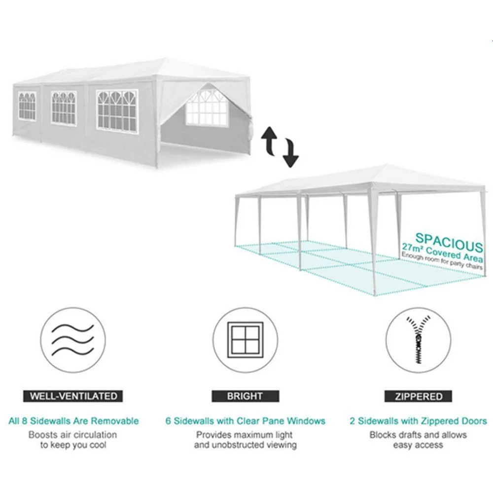 FDW 30' x 10' White Event Outdoor Canopy