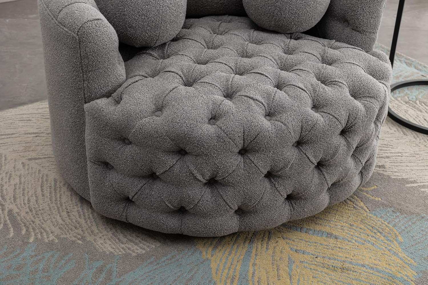 42.9" Oversized Swivel Accent Barrel Chair Chenille Tufted Upholstered Sofachair W/3 Pillows, Comfy Leisure Lounge Club Round Armchair Cozy Sofa & Chair for Home Apartment Office Hotel Living Room