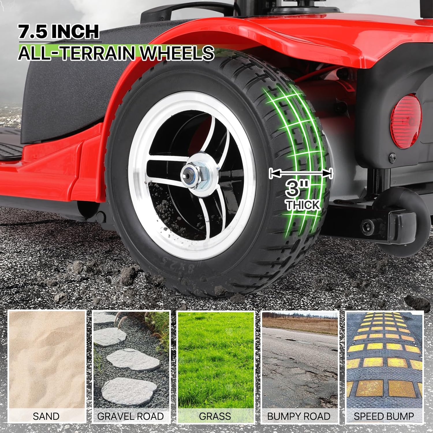 Magshion 3-Wheel Folding Mobility Scooter for Adults Foldable Heavy-Duty All-Terrain Electric Powered Mobility Scooter for Seniors