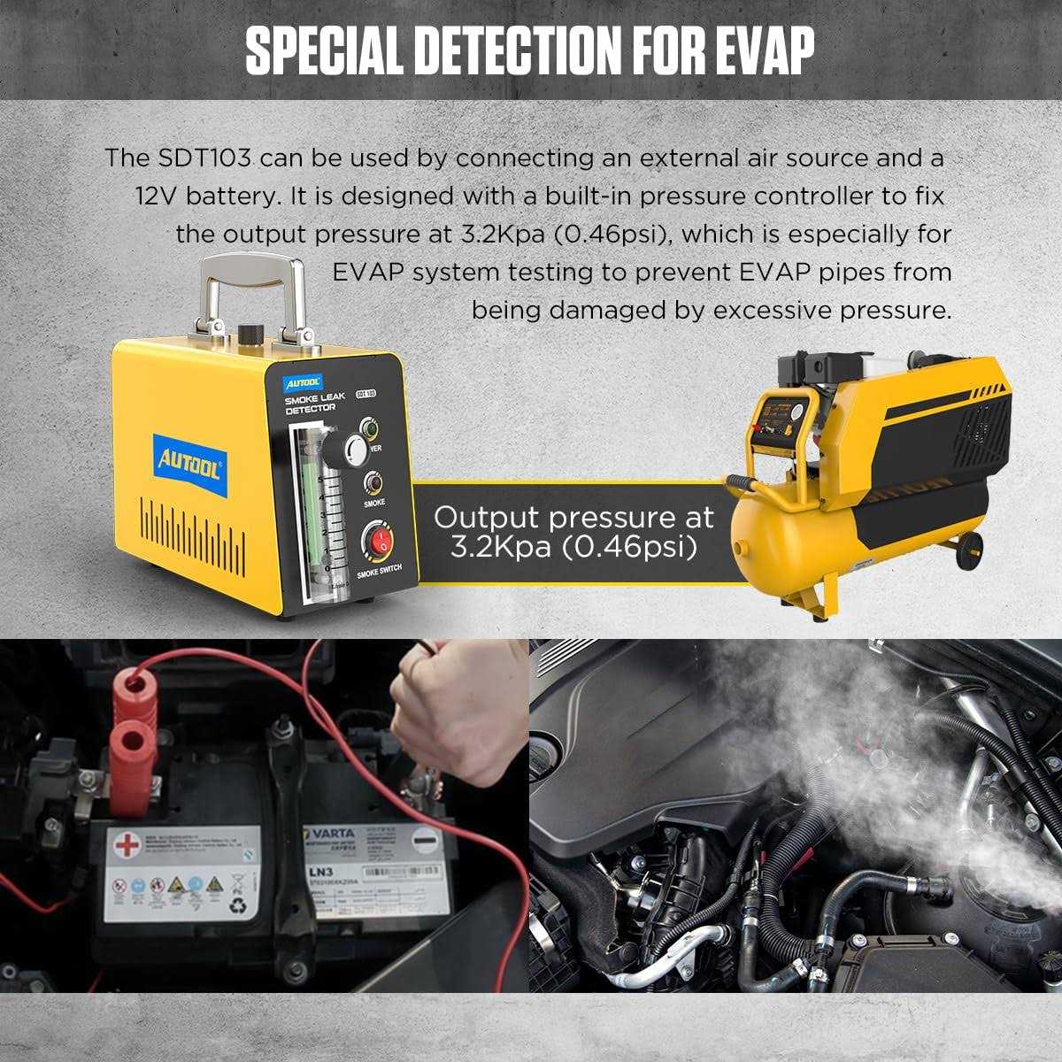 AUTOOL Smoke Machine Automotive Leak Detector,Evap Vacuum Smoke Diagnostic Tester,Pipeline Fuel Leakage Detector Compatible with 12V Vehicles - Shop Hardware Tools Online Store