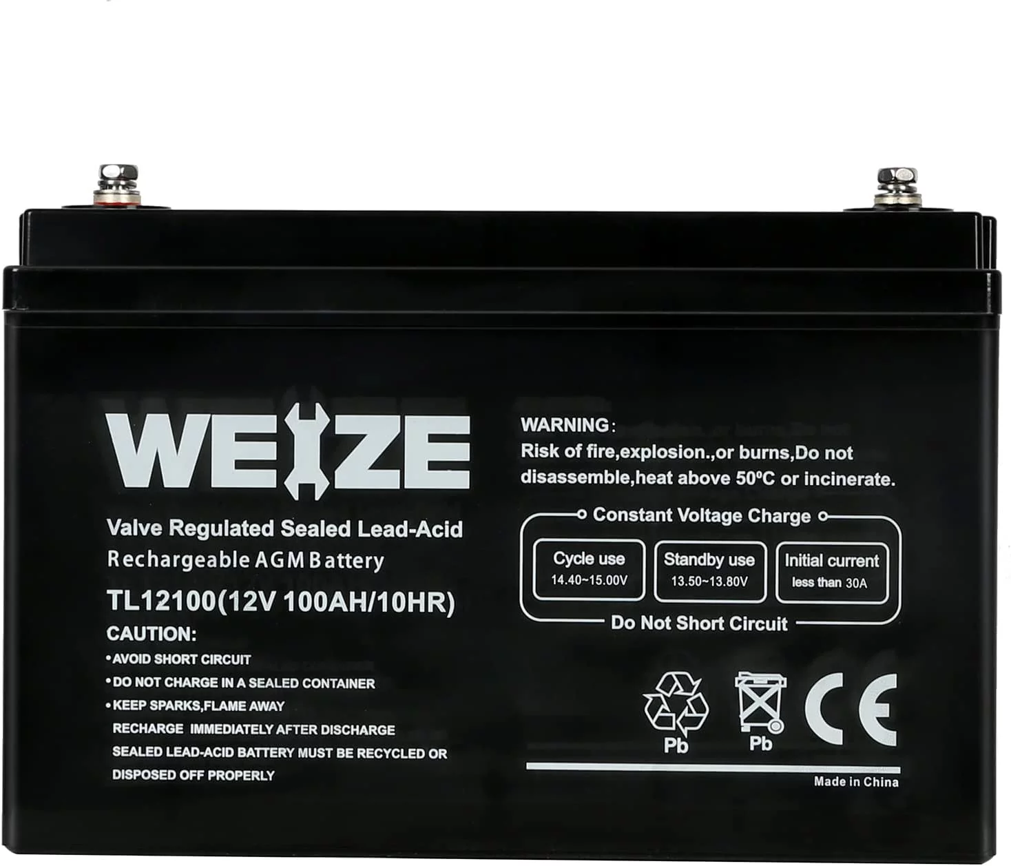 12V 100AH Sealed Lead Acid Rechargeable Deep Cycle SLA AGM Battery