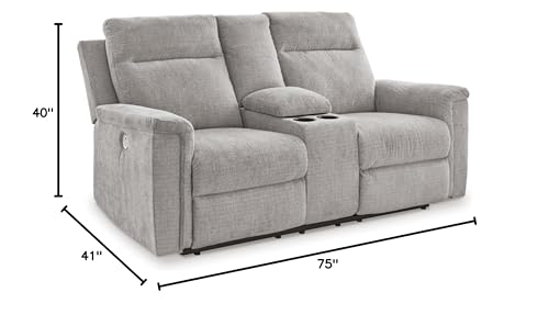 Signature Design by Ashley Barnsana Power Reclining Loveseat with Console, 75" W x 41" D x 40" H, Gray