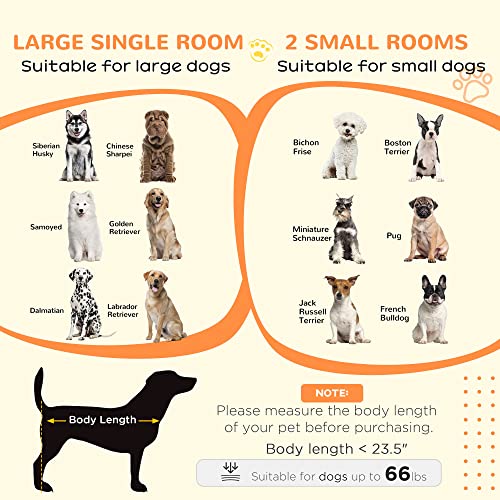 PawHut Dog Crate Furniture with Divider, Dog Crate End Table for Small to Large Dogs, Large Indoor Dog Kennel with Double Doors, 47" W x 23.5" D x 35" H, Oak