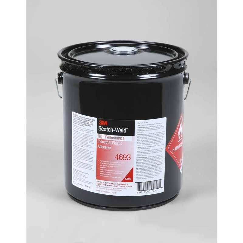 3M 4693 High Performance Industrial Plastic Adhesive Light Amber, 5 Gal Pail, 1 per Case