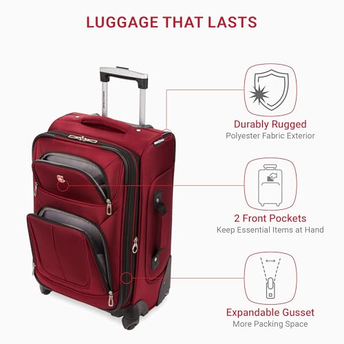 SwissGear Sion Softside Expandable Luggage, Black, Checked-Large 29-Inch