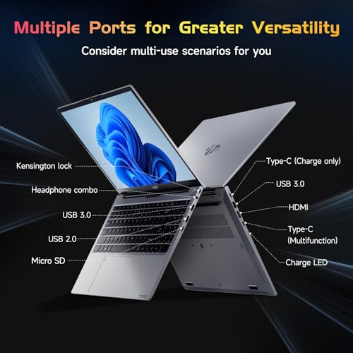 NIMO 15.6 IPS-FHD-Laptop, Intel Pentium 4 Cores N100 8GB RAM 128GB SSD Backlit Keyboard Fingerprint (Beat to i3-1115G4 Up to 3.4GHz) Computer for Student-Home WiFi 6 BT5.2 Win 11