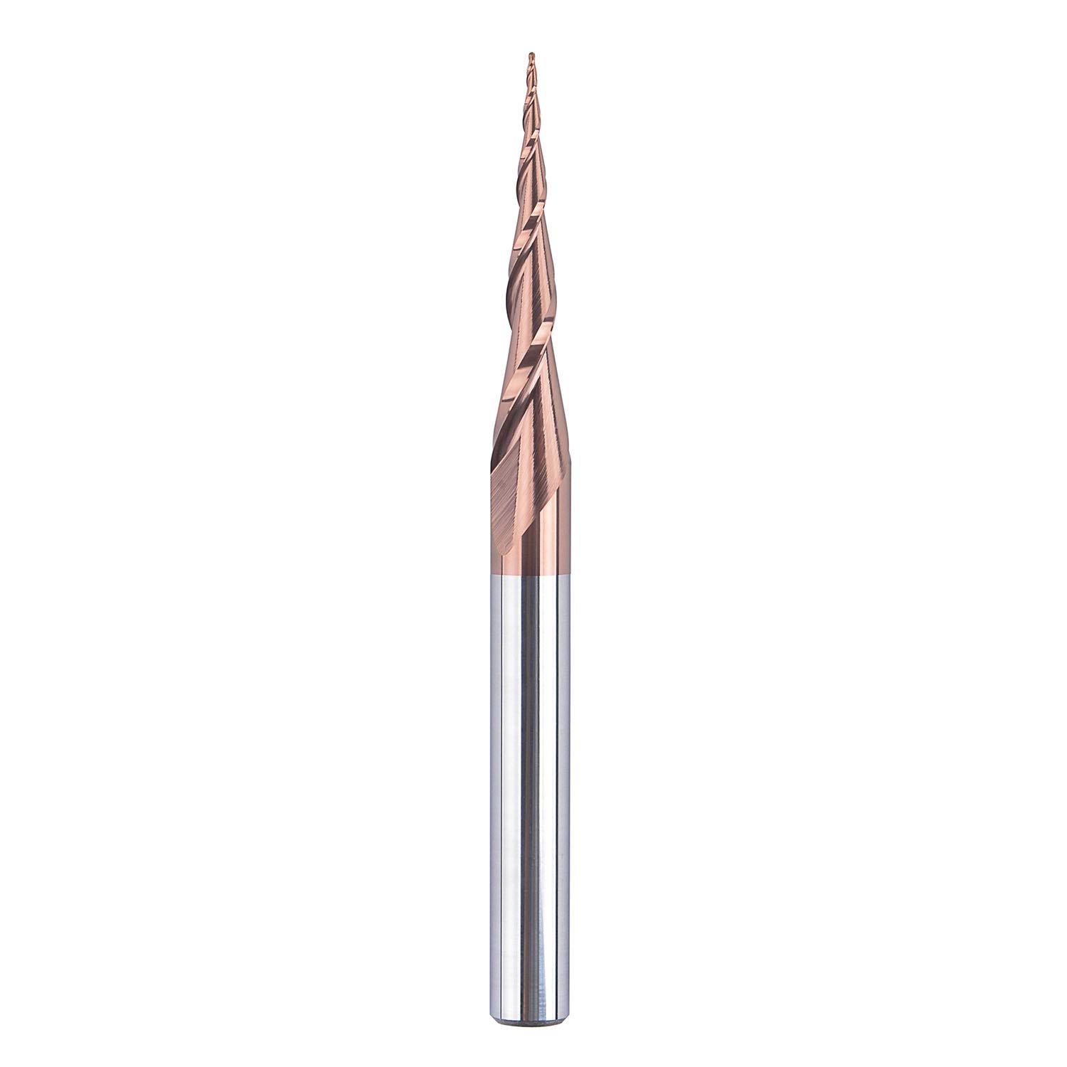 Spetool 4Pcs Tapered Ball Nose End Mill 1/4 Shank with 1.0mm Dia. Ball tip 4.82 Deg for CNC Router 3D Engraver Carving Bits Pack of 2