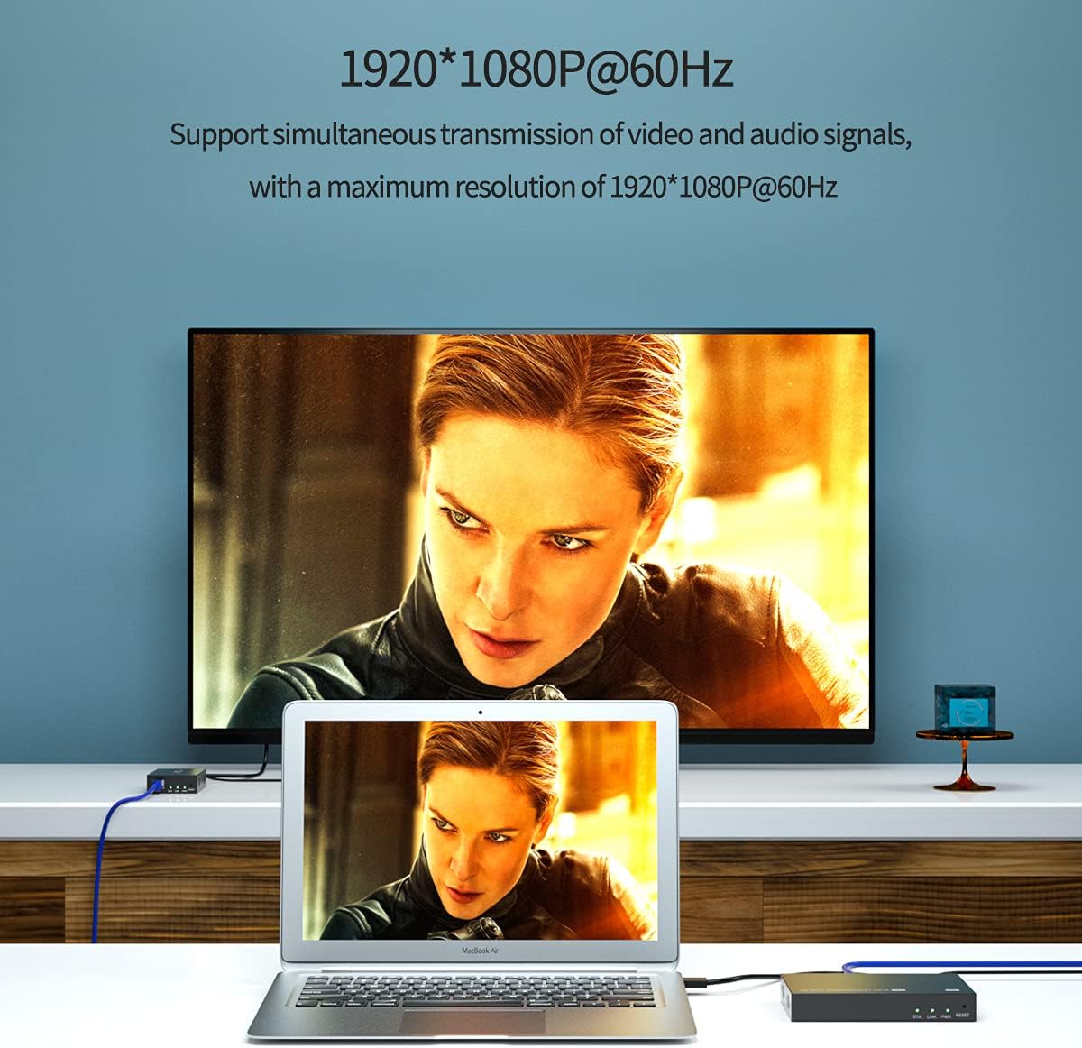 HDMI Extender Splitter 1x2 1080P@60Hz Over Cat 5E/6/7 Ethernet Cable 50m (165ft) Support 2 HDMI loopout EDID Copy POC Function (1 in 2 Out)