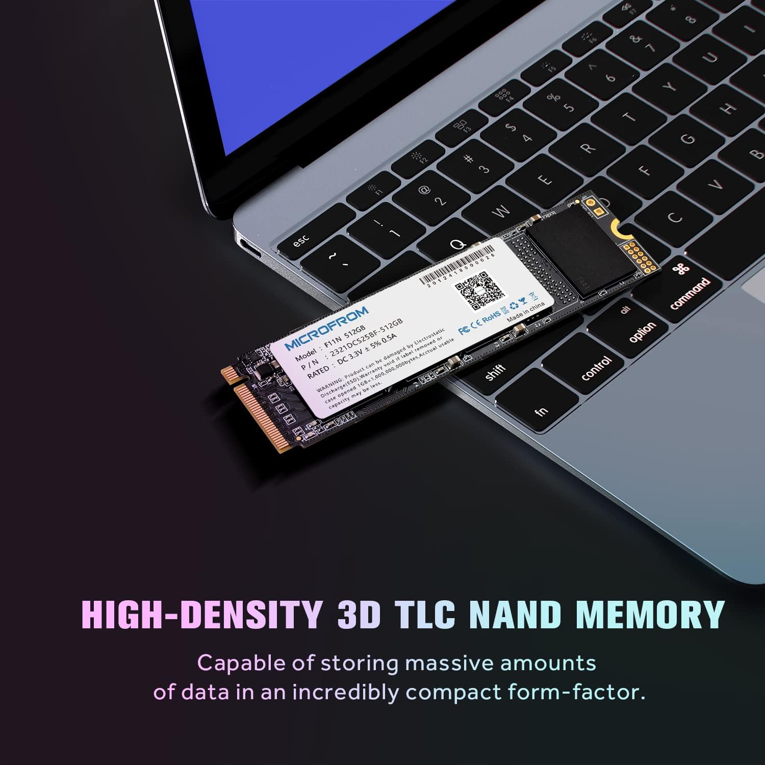 MICROFROM 512GB F11N M.2 SSD NVME PCIe SSD Internal Solid State Drive PCIe Gen3X4, M.2 NVMe 1.3, SSD M.2 TLC NAND Flash Up to Read/Write 1,600/1,400MB/s for PC Gaming Laptop Pack of 2