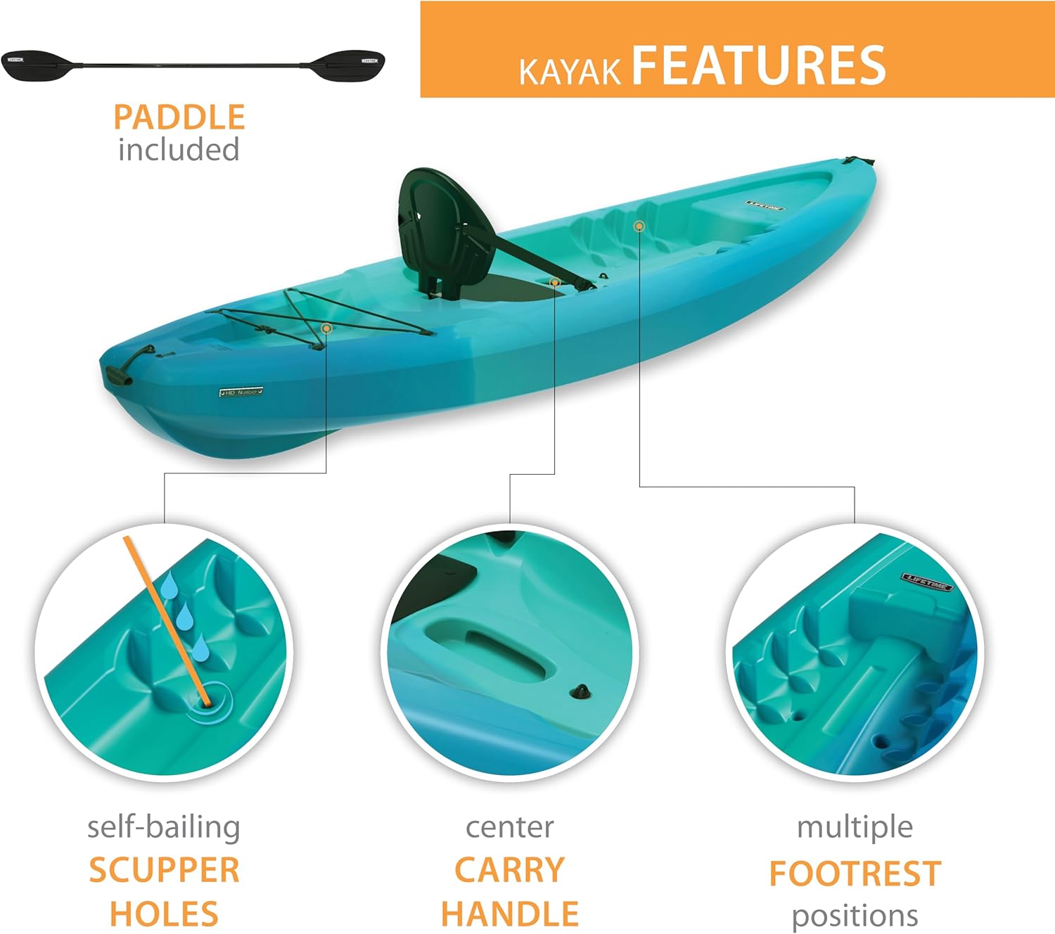Lifetime Triton Sit-On-Top Kayak and Paddle, 10'