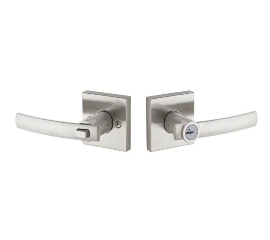 Kwikset 156SYLSQT-15S Sydney Square Entry Door Lock, Satin Nickel