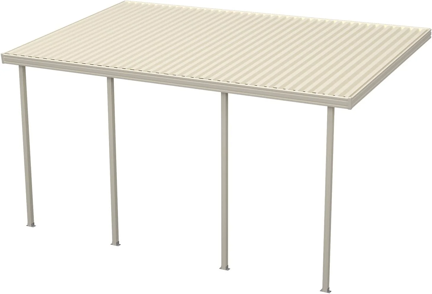 Four Seasons OLS TWV Series 20 ft wide x 14 ft deep Aluminum Patio Cover with 10lb Snowload & 4 Posts in Ivory