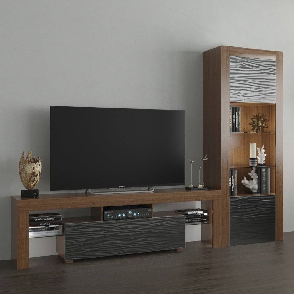 Milano Set 160-BK Modern Wall Unit Entertainment Center - Black