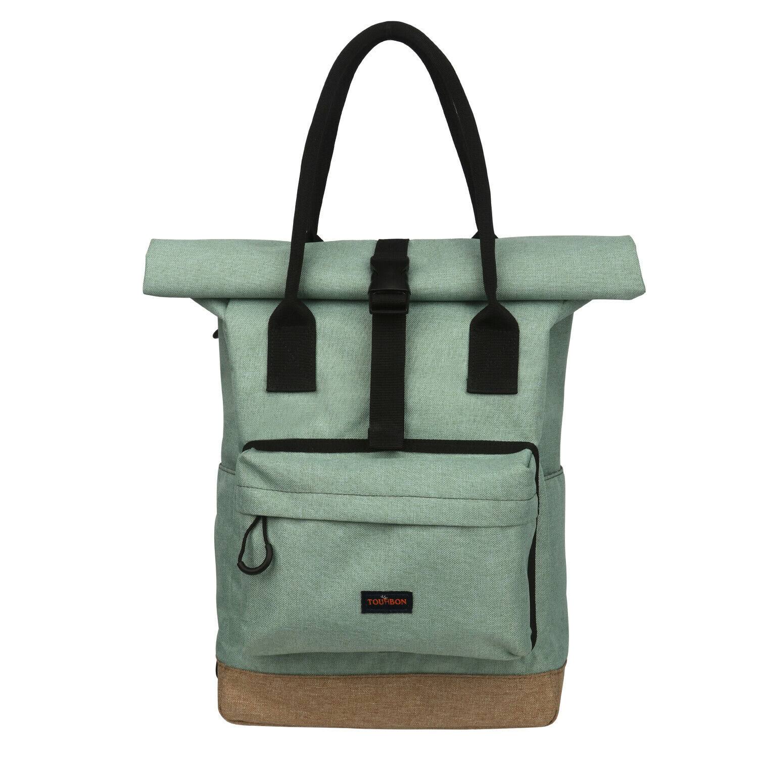 TOURBON Bike Panniers Rear Rack Bag Saddle Backpack Shoulder Case Tote Bag Green