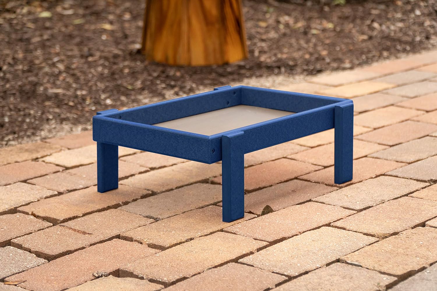 DutchCrafters Plastic Platform Ground Bird Feeder Tray Made in America (Weathered Wood)